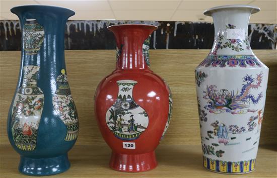 Three Oriental vases